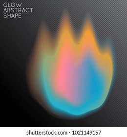 Abstract fluid shape isolated on transparent black background. Bright colorful gradient blend creates liquid motion with transparent glow. Energy power plasma with futuristic edge blur effect.