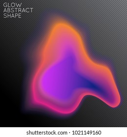 Abstract fluid shape isolated on transparent black background. Bright colorful gradient blend creates liquid motion with transparent glow. Energy power plasma with futuristic edge blur effect.