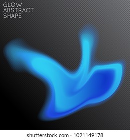 Abstract fluid shape isolated on transparent black background. Bright colorful gradient blend creates liquid motion with transparent glow. Energy power plasma with futuristic edge blur effect.