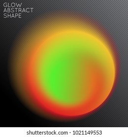 Abstract fluid shape isolated on transparent black background. Bright colorful gradient blend creates liquid motion with transparent glow. Energy power plasma with futuristic edge blur effect.