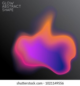Abstract fluid shape isolated on transparent black background. Bright colorful gradient blend creates liquid motion with transparent glow. Energy power plasma with futuristic edge blur effect.