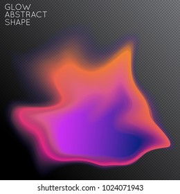 Abstract fluid shape isolated on transparent black background. Bright colorful gradient blend creates liquid motion with transparent glow. Energy power plasma with futuristic edge blur effect.