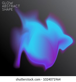 Abstract fluid shape isolated on transparent black background. Bright colorful gradient blend creates liquid motion with transparent glow. Energy power plasma with futuristic edge blur effect.