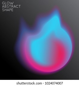 Abstract fluid shape isolated on transparent black background. Bright colorful gradient blend creates liquid motion with transparent glow. Energy power plasma with futuristic edge blur effect.