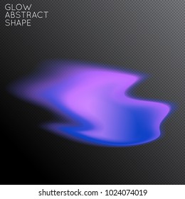 Abstract fluid shape isolated on transparent black background. Bright colorful gradient blend creates liquid motion with transparent glow. Energy power plasma with futuristic edge blur effect.