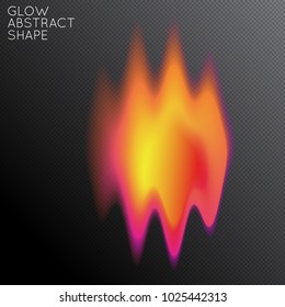 Abstract fluid shape isolated on transparent black background. Bright colorful gradient blend creates liquid motion with transparent glow. Energy power plasma with futuristic edge blur effect.