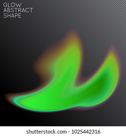 Abstract fluid shape isolated on transparent black background. Bright colorful gradient blend creates liquid motion with transparent glow. Energy power plasma with futuristic edge blur effect.