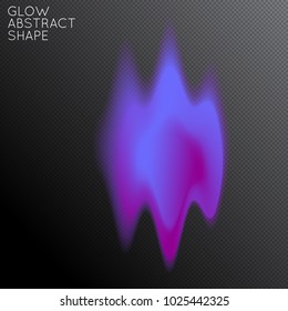Abstract fluid shape isolated on transparent black background. Bright colorful gradient blend creates liquid motion with transparent glow. Energy power plasma with futuristic edge blur effect.