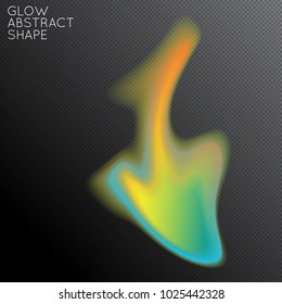 Abstract fluid shape isolated on transparent black background. Bright colorful gradient blend creates liquid motion with transparent glow. Energy power plasma with futuristic edge blur effect.
