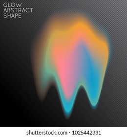 Abstract fluid shape isolated on transparent black background. Bright colorful gradient blend creates liquid motion with transparent glow. Energy power plasma with futuristic edge blur effect.