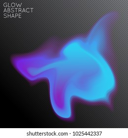 Abstract fluid shape isolated on transparent black background. Bright colorful gradient blend creates liquid motion with transparent glow. Energy power plasma with futuristic edge blur effect.