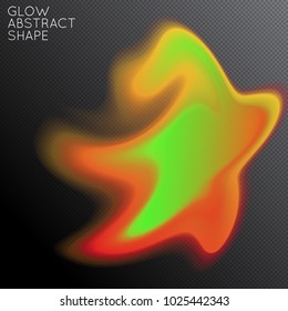 Abstract fluid shape isolated on transparent black background. Bright colorful gradient blend creates liquid motion with transparent glow. Energy power plasma with futuristic edge blur effect.