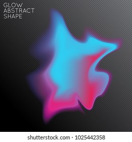 Abstract fluid shape isolated on transparent black background. Bright colorful gradient blend creates liquid motion with transparent glow. Energy power plasma with futuristic edge blur effect.