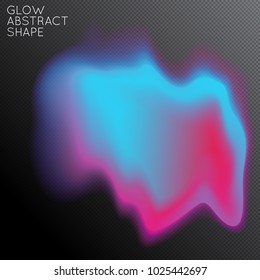 Abstract fluid shape isolated on transparent black background. Bright colorful gradient blend creates liquid motion with transparent glow. Energy power plasma with futuristic edge blur effect.
