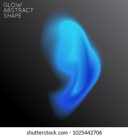 Abstract fluid shape isolated on transparent black background. Bright colorful gradient blend creates liquid motion with transparent glow. Energy power plasma with futuristic edge blur effect.