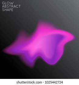 Abstract fluid shape isolated on transparent black background. Bright colorful gradient blend creates liquid motion with transparent glow. Energy power plasma with futuristic edge blur effect.