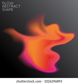 Abstract fluid shape isolated on transparent black background. Bright colorful gradient blend creates liquid motion with transparent glow. Energy power plasma with futuristic edge blur effect.