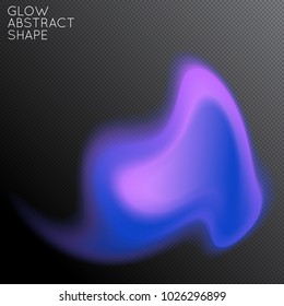 Abstract fluid shape isolated on transparent black background. Bright colorful gradient blend creates liquid motion with transparent glow. Energy power plasma with futuristic edge blur effect.