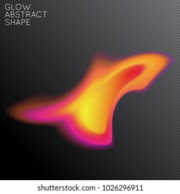 Abstract fluid shape isolated on transparent black background. Bright colorful gradient blend creates liquid motion with transparent glow. Energy power plasma with futuristic edge blur effect.