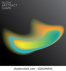 Abstract fluid shape isolated on transparent black background. Bright colorful gradient blend creates liquid motion with transparent glow. Energy power plasma with futuristic edge blur effect.