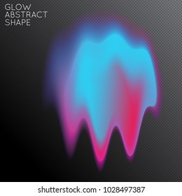 Abstract fluid shape isolated on transparent black background. Bright colorful gradient blend creates liquid motion with transparent glow. Energy power plasma with futuristic edge blur effect.
