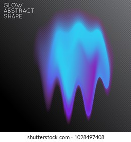 Abstract fluid shape isolated on transparent black background. Bright colorful gradient blend creates liquid motion with transparent glow. Energy power plasma with futuristic edge blur effect.