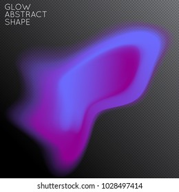 Abstract fluid shape isolated on transparent black background. Bright colorful gradient blend creates liquid motion with transparent glow. Energy power plasma with futuristic edge blur effect.
