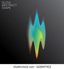 Abstract fluid shape isolated on transparent black background. Bright colorful gradient blend creates liquid motion with transparent glow. Energy power plasma with futuristic edge blur effect.