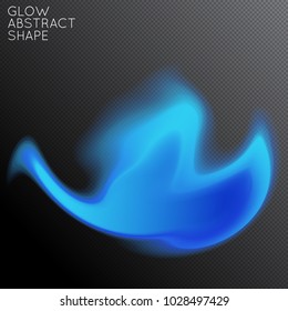 Abstract fluid shape isolated on transparent black background. Bright colorful gradient blend creates liquid motion with transparent glow. Energy power plasma with futuristic edge blur effect.