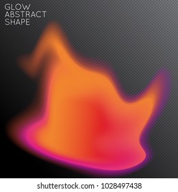 Abstract fluid shape isolated on transparent black background. Bright colorful gradient blend creates liquid motion with transparent glow. Energy power plasma with futuristic edge blur effect.