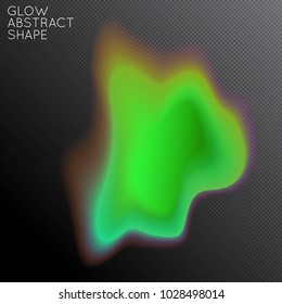 Abstract fluid shape isolated on transparent black background. Bright colorful gradient blend creates liquid motion with transparent glow. Energy power plasma with futuristic edge blur effect.
