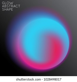 Abstract fluid shape isolated on transparent black background. Bright colorful gradient blend creates liquid motion with transparent glow. Energy power plasma with futuristic edge blur effect.