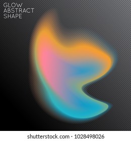 Abstract fluid shape isolated on transparent black background. Bright colorful gradient blend creates liquid motion with transparent glow. Energy power plasma with futuristic edge blur effect.