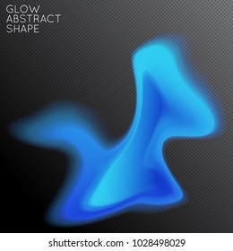 Abstract fluid shape isolated on transparent black background. Bright colorful gradient blend creates liquid motion with transparent glow. Energy power plasma with futuristic edge blur effect.