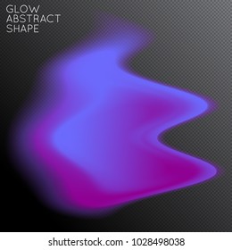 Abstract fluid shape isolated on transparent black background. Bright colorful gradient blend creates liquid motion with transparent glow. Energy power plasma with futuristic edge blur effect.
