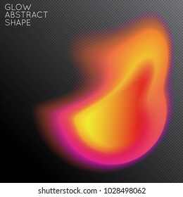 Abstract fluid shape isolated on transparent black background. Bright colorful gradient blend creates liquid motion with transparent glow. Energy power plasma with futuristic edge blur effect.