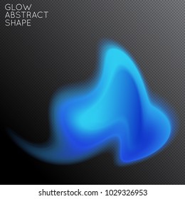 Abstract fluid shape isolated on transparent black background. Bright colorful gradient blend creates liquid motion with transparent glow. Energy power plasma with futuristic edge blur effect.