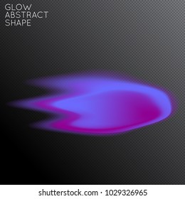 Abstract fluid shape isolated on transparent black background. Bright colorful gradient blend creates liquid motion with transparent glow. Energy power plasma with futuristic edge blur effect.