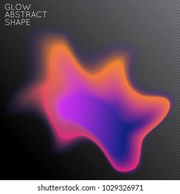 Abstract fluid shape isolated on transparent black background. Bright colorful gradient blend creates liquid motion with transparent glow. Energy power plasma with futuristic edge blur effect.
