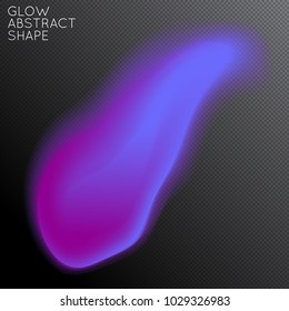 Abstract fluid shape isolated on transparent black background. Bright colorful gradient blend creates liquid motion with transparent glow. Energy power plasma with futuristic edge blur effect.