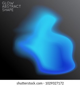 Abstract fluid shape isolated on transparent black background. Bright colorful gradient blend creates liquid motion with transparent glow. Energy power plasma with futuristic edge blur effect.