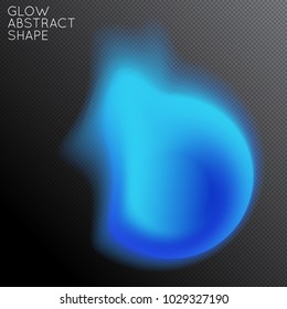 Abstract fluid shape isolated on transparent black background. Bright colorful gradient blend creates liquid motion with transparent glow. Energy power plasma with futuristic edge blur effect.