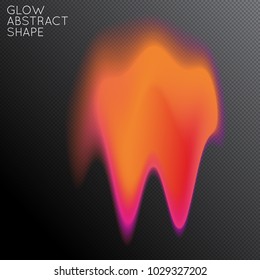 Abstract fluid shape isolated on transparent black background. Bright colorful gradient blend creates liquid motion with transparent glow. Energy power plasma with futuristic edge blur effect.