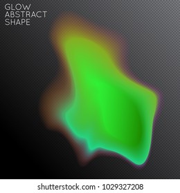 Abstract fluid shape isolated on transparent black background. Bright colorful gradient blend creates liquid motion with transparent glow. Energy power plasma with futuristic edge blur effect.