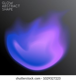 Abstract fluid shape isolated on transparent black background. Bright colorful gradient blend creates liquid motion with transparent glow. Energy power plasma with futuristic edge blur effect.