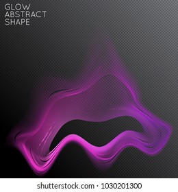 Abstract fluid shape isolated on transparent black background. Bright colorful gradient blend creates liquid motion with transparent glow. Energy power plasma with futuristic edge blur effect.