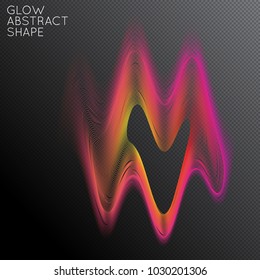 Abstract fluid shape isolated on transparent black background. Bright colorful gradient blend creates liquid motion with transparent glow. Energy power plasma with futuristic edge blur effect.