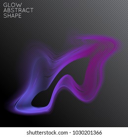 Abstract fluid shape isolated on transparent black background. Bright colorful gradient blend creates liquid motion with transparent glow. Energy power plasma with futuristic edge blur effect.