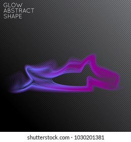 Abstract fluid shape isolated on transparent black background. Bright colorful gradient blend creates liquid motion with transparent glow. Energy power plasma with futuristic edge blur effect.