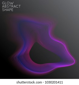 Abstract fluid shape isolated on transparent black background. Bright colorful gradient blend creates liquid motion with transparent glow. Energy power plasma with futuristic edge blur effect.